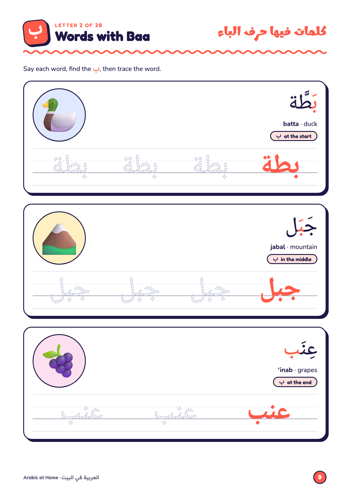 Words page